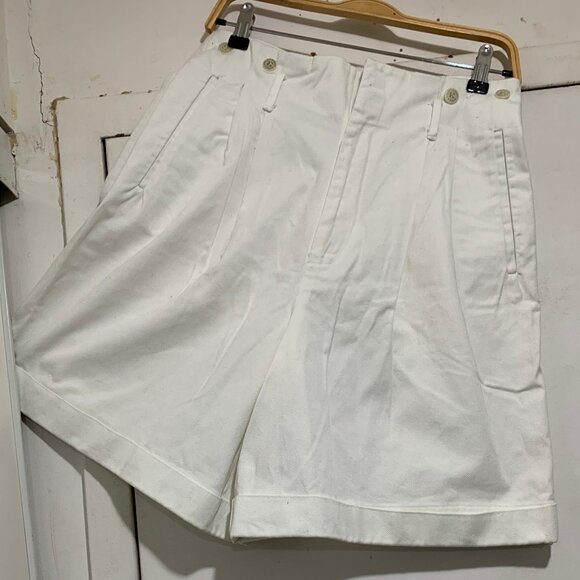 VINTAGE RALPH LAUREN HIGH WAIST SUSPENDER BRACES DENIM SHORTS SIZE 8 - Picture 3 of 10